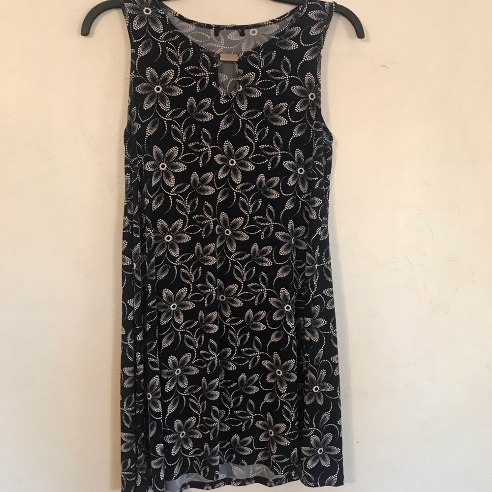 Navy and white floral mini dress